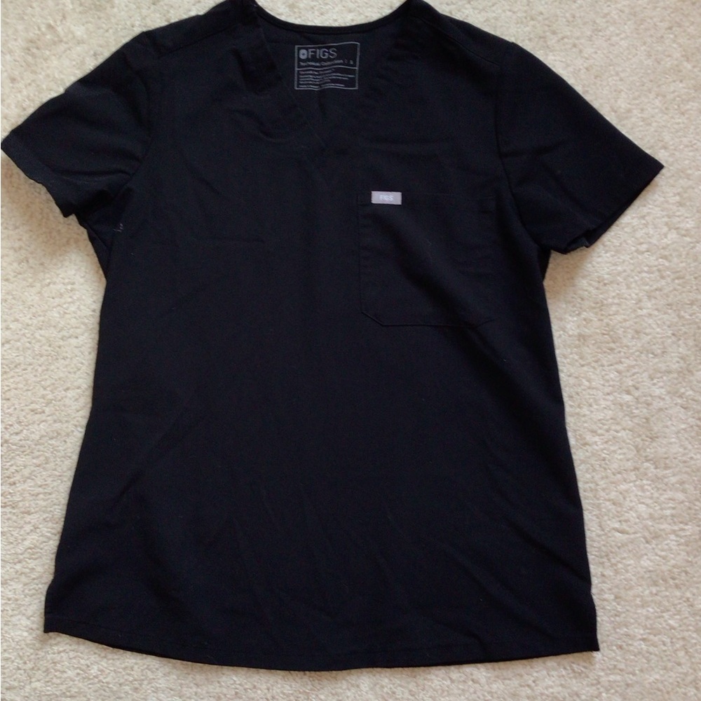Figs Classic Black Scrub Top